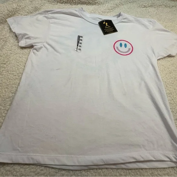 White Baseballism Great Day Graphic Tee with Blue and Pink Accents UNISEX - Picture 3 of 8